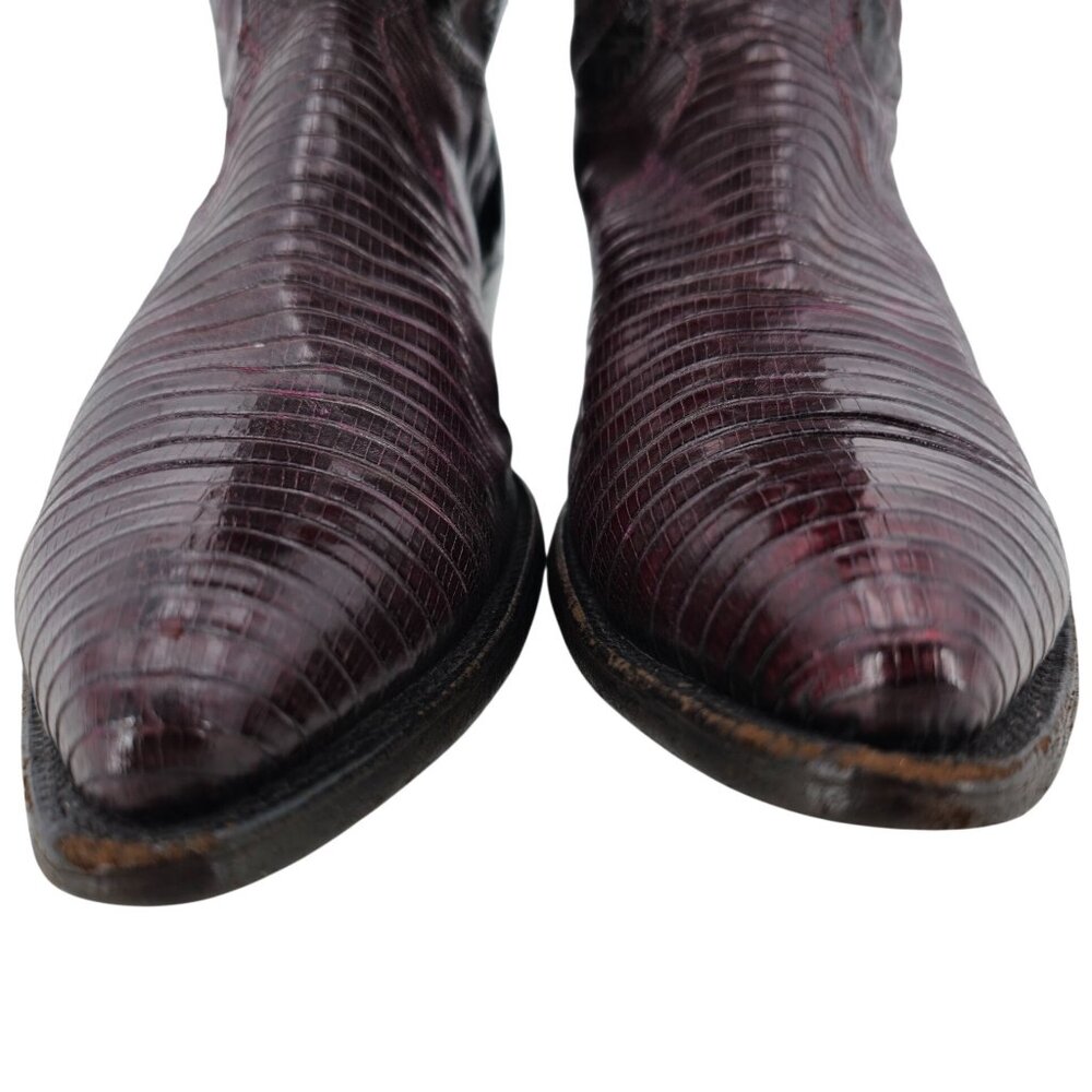 Mens 12D Burgundy Vintage Exotic Lizard Justin Cowboy Boots Lizard Western CBC - Picture 10 of 15